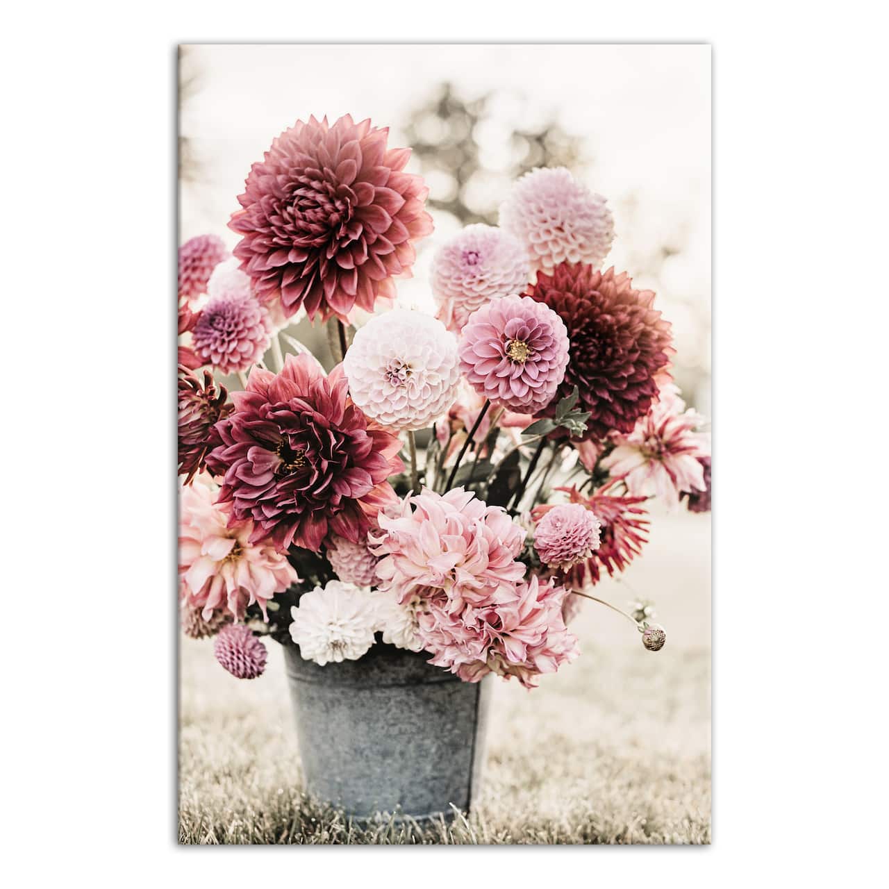 Nostalgic Blush Field Flowers 12" x 18" Canvas Wall Art